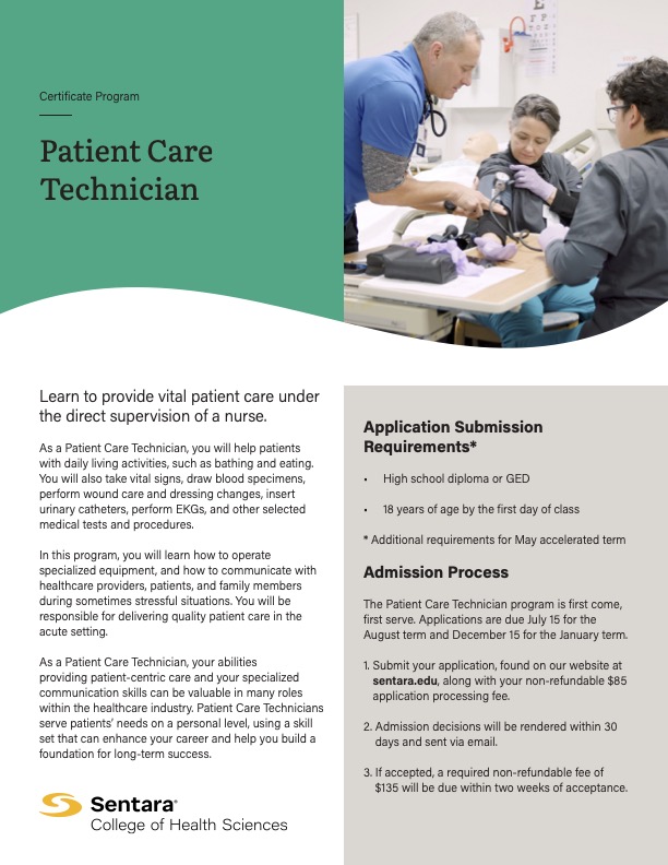 Patient Care Technician Flyer Woodbridge